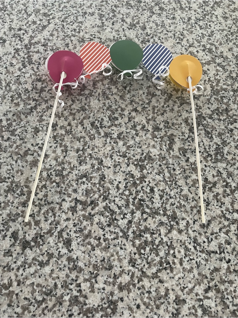 Cake Topper of Colorful Balloons Of Yellow, Blue, Green, Red, Pink